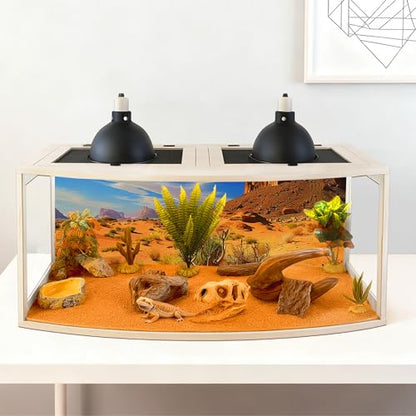 Bearded Dragon Tank, Curved Reptile Enclosure with 3-Side Clear Acrylic Panels, Spacious Lizard Tank with Metal Mesh Top and Lockable Door for Reptile Habitat
