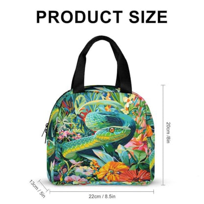 Green Snake Lunch Bag for Women Men | Insulated Lunch Box Leakproof Food Meal Containers Reusable Foldable 6L Capacity Lunch Tote Bags for Work Picnic Travel - color: style-19