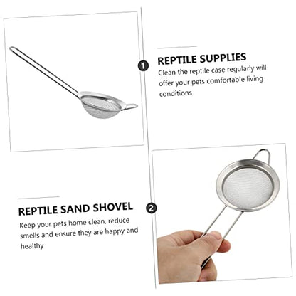 YARNOW 2pcs Box Reptile Sand Shovel Cleaning Litter Scoop Terrarium Reptile Substrate Poop Scooper Poop Sifting Tools Lizard Accessories Reptile Poop Scoop Lizards Stainless Steel Silver