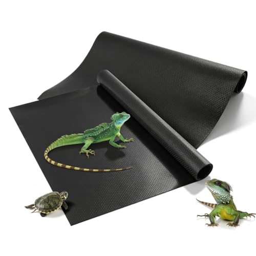 2 Pcs Reptile Carpet Bedding, 35.4×15.7" Bearded Dragon Tank Accessories with 16 Pcs Anti-Slip Pads, Leopard Gecko Tank Liner Mat for Bearded Dragons, Lizards, Geckos, Snakes & All Reptiles
