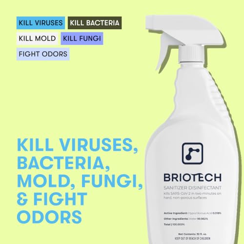 BRIOTECH Sanitizer Disinfectant Hypochlorous, Nursery, 1 Gallon Refill | Kill 99.99% of viruses, bacteria, control mold, eliminate odor, gentle for nursery, play rooms, food contact surfaces - size: 128 Fl Oz (Pack of 1)