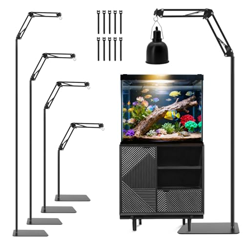 RTNLIT Reptile Lamp Stand - 16.14" to 81.88" Adjustable Height | 360° Swing Arm, Up to 6 Pounds, Metal Bracket Floor Heat Light Holder, For Bearded Dragon Lizards Turtles Snake and Chicks - size: 16-inch to 82-inch