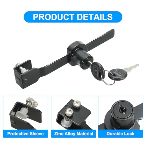 PATIKIL Sliding Glass Cabinet Lock, 4Pcs Keyed Different Zinc Alloy Single Swing Showcase Lock No Drill Glass Door Lock for 8mm Glass Door, Black - style: Keyed Different