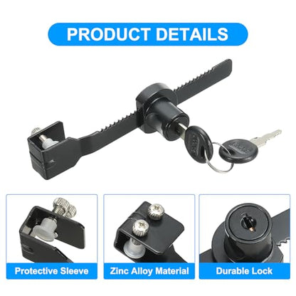 PATIKIL Sliding Glass Cabinet Lock, 4Pcs Keyed Different Zinc Alloy Single Swing Showcase Lock No Drill Glass Door Lock for 8mm Glass Door, Black - style: Keyed Different