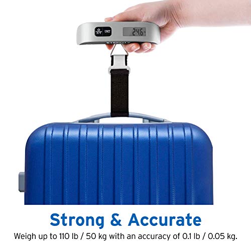 Etekcity Luggage Scale, Travel Essentials, Digital Weight Scales for Travel Accessories, Portable Handheld Scale with Temperature Sensor, Rubber Paint, 110 Pounds, Battery Included,2Pack | Travel Essentials, Air Travel, Suitcase, Hanging Hook, Rubber Grip
