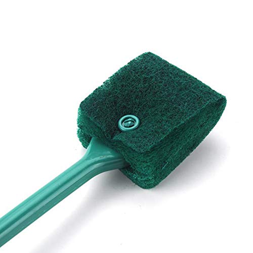 2 Pieces Aquarium Cleaning Brush Fish Tank Cleaning Brush Double-Sided Sponge Brush Long Handle Fish Tank Scrubber for Aquariums and Home(Blue, Green)
