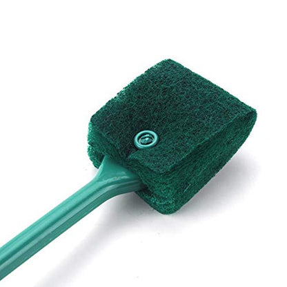 2 Pieces Aquarium Cleaning Brush Fish Tank Cleaning Brush Double-Sided Sponge Brush Long Handle Fish Tank Scrubber for Aquariums and Home(Blue, Green)