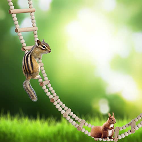 Bird Ladder Bridge, Wooden Pet Hamster Climbing & Swing Toys, Cage Accessories for Birds Rats Parrots Hamster Squirrel Sugar Gliders Parakeets Cockatiels - 24 Steps - 53 x 3.14 Inch - size: 24 Steps - 53 × 3.14 Inch