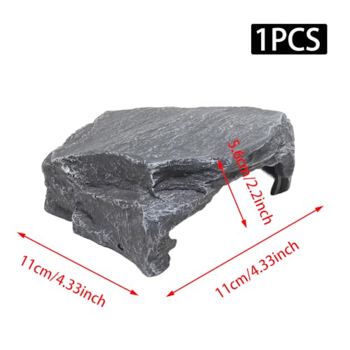Resin Basking Platform Reptile Cave, Shale Scape Step Ledge Reptile Hideout, Hollow Tree Trunk Ornament for Zoo Aquarium Decor/Bearded Dragon Gecko Snakes Chameleon Frogs