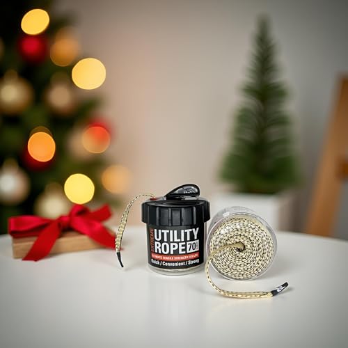 Rapid Rope Canister, 70ft Tan Tactical Paracord, 1100lb Test, USA Made | Heavy Duty Poly Rope Test Cord, Non-Tangle Dispenser Included, For Hiking, Camping, Survival, Utility, Stocking Stuffer, Gift - size: 70ft, style: Tan