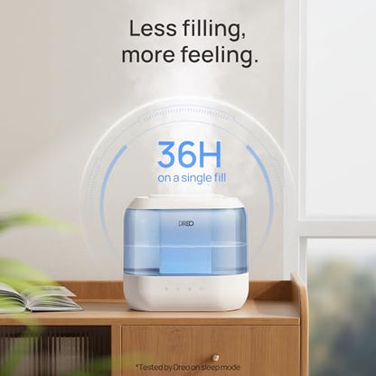 DREO 4L Humidifiers for Bedroom, 36H Runtime, 28 dB Quiet, HM311, Blue | Easy to Refill & Clean, BPA-Free, Nightlight, Supersized Air Humidifiers for Large Room, Baby Nurseries, Plants, Indoor | Easy to Refill & Clean, BPA-Free, Nightlight, Supersized Air