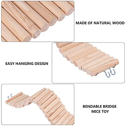 Hamster Ladder Hamster Climbing Toy with Hook Wooden Ladder Bridge Gerbils Mice and Small Animals Reptile Tortoises