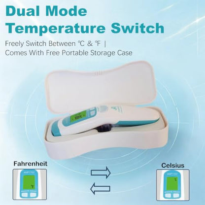 Non-Contact Medical Grade Forehead Thermometer, White | For Adults, Kids, Baby, Touchless Infrared, 1-Sec Reading, Fever Alarm - color: White
