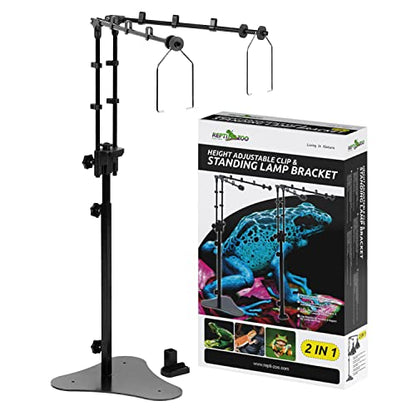 REPTI ZOO Reptile Dual Lamp Stand Adjustable Light Holder Lamp Hanging Bracket Metal Support for Reptile Glass Terrarium Heating Light Amphibians Cage - style: LH009D