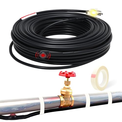 22FT Constant Wattage Pipe Heat Cable, 7W/FT CSA & ETL Certified | Heat tape for water-filled metal and plastic pipes. Keeps water flowing to -40°F with a 3ft lighted plug. - style: 22 Feet