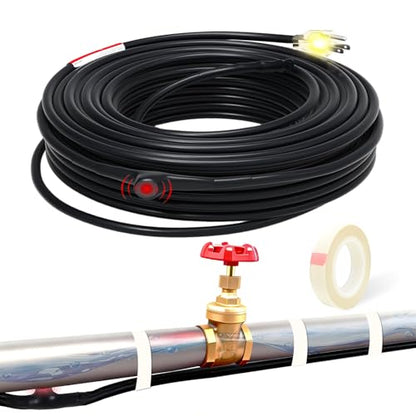 22FT Constant Wattage Pipe Heat Cable, 7W/FT CSA & ETL Certified | Heat tape for water-filled metal and plastic pipes. Keeps water flowing to -40°F with a 3ft lighted plug. - style: 22 Feet