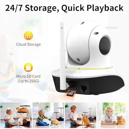 VSTARCAM 3MP Pet Cameras, Security Camera Indoor, Interactive Cat/Pet Camera with Phone App, 2.4GHz with IR Night Vision, AI Motion Tracking, 2-Way Audio, 24/7 Cloud & SD Card Storage
