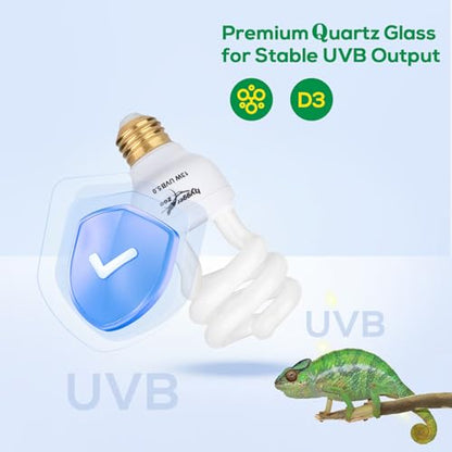 UVB Bulb for Reptiles, 5.0 13W UVB Light for Reptiles, Hygger zoo UVA UVB Reptile Light Bulb Reptile UVB Bulb UVB Light for Hermit Crab Snake Chameleon Reptile Lamp Terrarium Lamp for Tropical Reptile - size: 5.0-5.3 Inch