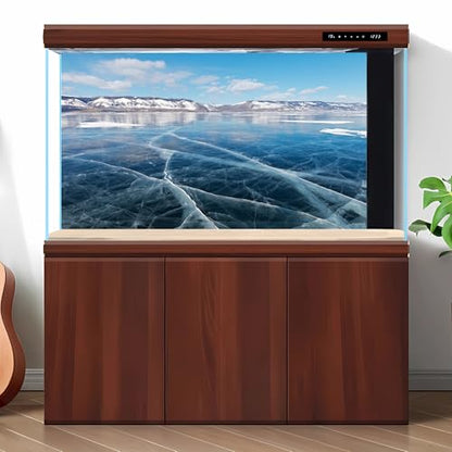 Winter Lake Landscape Fish Tank Background Sunny Frozen Baikal Lake Aquarium Background Blue Smooth Ice Cracks Natural Landscape Terrarium Backgrounds Frosty Mountain View Tank Backgrounds 24x12in - color: Ice-Blue, size: 24(W)x12(H)inches/ 60(W)*30cm(H)