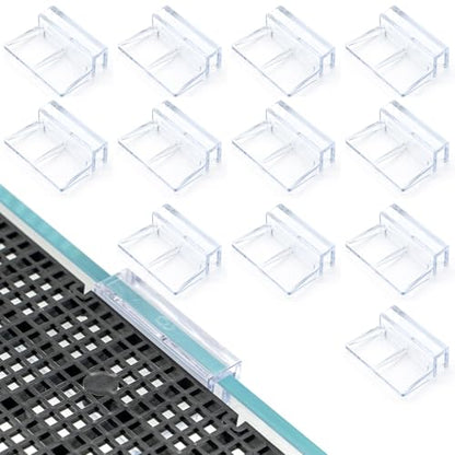 LINLAN 5/16-inch 12 Pieces Aquarium Cover Bracket, Fish Tank Lid Clips Acrylic Aquarium Cover Clip Support Holder, for Rimless Aquariums - size: Fits 5/16" Glass