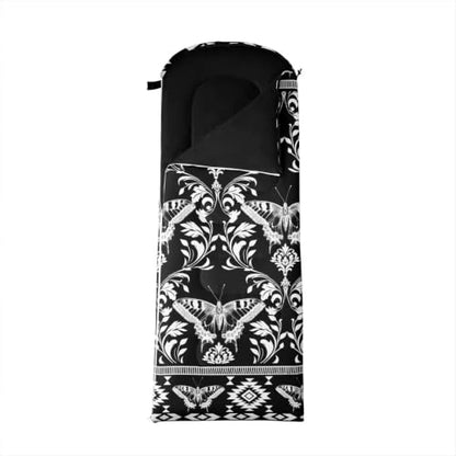 Erosebridal Longhorn Cow Skull Gothic Witchy Damask Sleeping Bag for Kids Camping Blanket for Hiking Travel Hunting Sleep Bag - color: Black and White Rustic Butterfly
