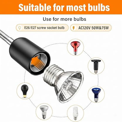 Reptile Heat Lamp,UVB Light for Reptiles Turtle/Lizard,UVB/A 10.0 13W Bulb | Heat Lamp with Clamp for Bearded Dragon and Terrarium, UVB Light for Reptiles with Timer, 50W Sunbathing Bulb