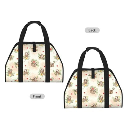 AMRANDOM Firewood Carrier Bag with Handles Log Holder Foldable & Waterproof for Fireplace, BBQ, Camping, Garden (Cute Sloth Dont Hurry Be Happy) - color: Color1025