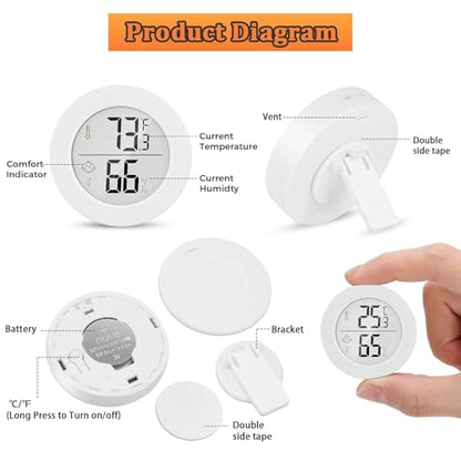 Reptile Tank Accessories, 2 Pack Bearded Dragon Tank Thermometer Humidity Gauge for Leopard Gecko, Jumping Spider, Snake, Gecko, Ball Python, Lizard - color: White