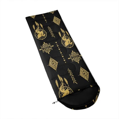 Erosebridal Sugar Skull Kids Sleeping Bag Southwestern Aztec Western Camping Blanket for Hiking Travel Hunting Sleep Bag - color: Black Yellow Gold 5