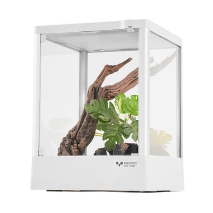 Reptile Terrarium 12"x12"x16" 9.5 Gallon,Aluminum Frame,Full Glass Tank Enclosure for Small Reptiles, Geckos, Frogs, Lizards, Snakes, Spiders, Turtles, Vertical Rainforest Habitat - size: 12x12x16"