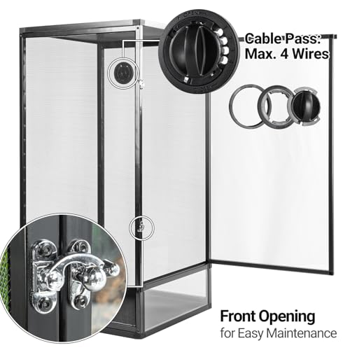REPTI ZOO 18" x 18" x 36" Front Opening Chameleon Cage with 3-Sided Metal Mesh, 50 Gallon Screen Vertical Terrarium with Background Sticker, Tall Enclosure for Chameleon, Tree Frog, Arboreal Reptiles - size: 18" x 18" x 36"