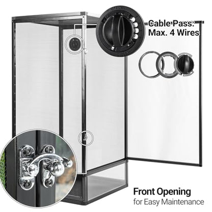 REPTI ZOO 18" x 18" x 36" Front Opening Chameleon Cage with 3-Sided Metal Mesh, 50 Gallon Screen Vertical Terrarium with Background Sticker, Tall Enclosure for Chameleon, Tree Frog, Arboreal Reptiles - size: 18" x 18" x 36"