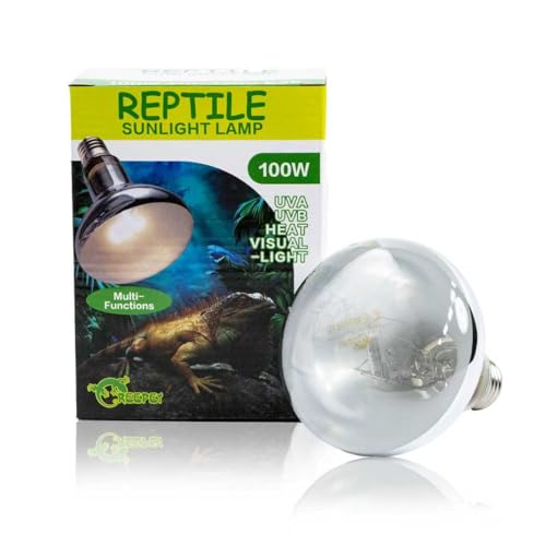 100W Heat UVA UVB Reptile Light, Full Spectrum Self-Ballasted Vapor Basking Sunlight Bulb for Reptile and Amphibian Use E26 1 Pack - size: 100
