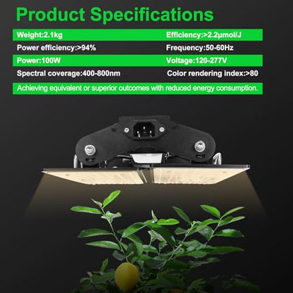 100W LED Plant Grow Light Meets Plant Growth Requirements Multi-Angle Adjustable, Hanging Design Suitable for Various Growing scenarios - size: 100W