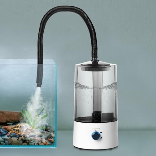 Pet Humidifier with Adjustable Hose, 1.06 Gallon Reptile Fogger for Terrarium, Quiet Cool Mist Maker for Lizard Snake Tortoise, 3 Spray Levels, Auto Shut-Off, White