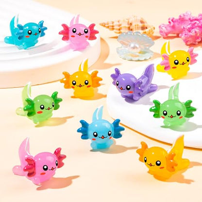 140Pcs Mini Resin Axolotl, Miniature Animal Figurine | Garden Landscape Aquarium Dollhouse Ornament Potted Plants Decor for DIY Craft Garden Fairy Decoration Birthday Party Favor