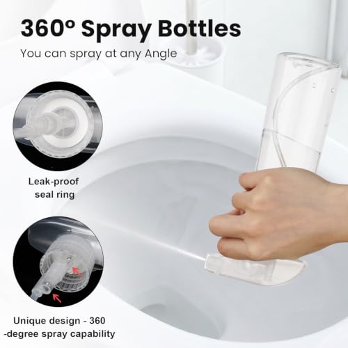 2 Pack 360° Reverse Plastic Spray Bottles 10oz Empty Spray Bottle | Adjustable Nozzle, 310ml Fine Mist Spray Bottle for Hair, Cleaning Solutions, Cooking, Plant, Essential Oils, Clear - color: A-Clear