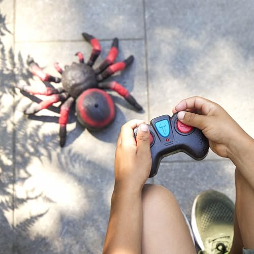 Terra by Battat RC Spider Tarantula with Infrared Remote, LED Eyes, Animals | Realistic tarantula toy with LED eyes, 1 spider and 1 remote control, moves left right forward and spins, Animals, 6+ Years - style: Spider (Red)