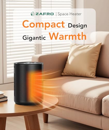ZAFRO 1500W Space Heater with Remote, 24H Timer & Digital Thermostat | PTC Ceramic Fast Heat, 5 Heating Modes & Overheat Safety; Portable Electric Heater for Home, Office & Bedroom