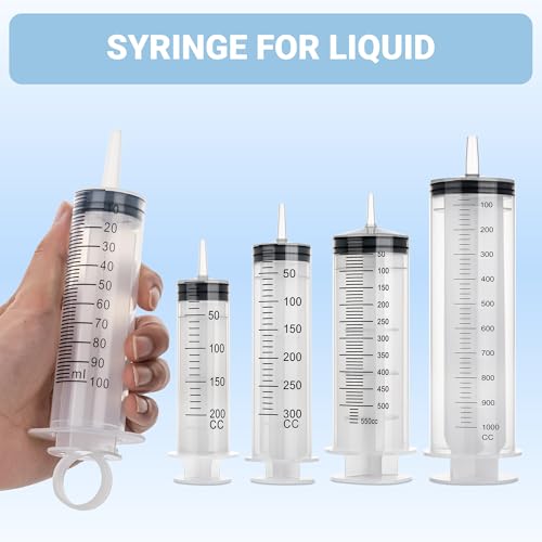 100ml Large Syringe, 5 Pack Plastic Syringes for Liquid with Tip Adapter | 100cc Large syringe for thick liquids & Scientific Labs, Oil Transfer, Plant Watering & Refilling, Glue, Individual Sealed - style: 100 ML