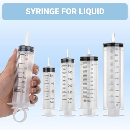 100ml Large Syringe, 5 Pack Plastic Syringes for Liquid with Tip Adapter | 100cc Large syringe for thick liquids & Scientific Labs, Oil Transfer, Plant Watering & Refilling, Glue, Individual Sealed - style: 100 ML