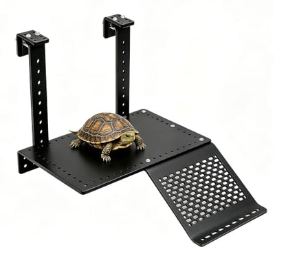Adjustable Hanging Turtle Basking Platform, Acrylic Tortoise Dock with Ramp, Height Adjustable Reptile Resting Terrace for Aquarium Tank, Easy Install Reptile Basking Shelf (7.87x4.5x7.87 inch) - size: 7.87x4.5x7.87 inch