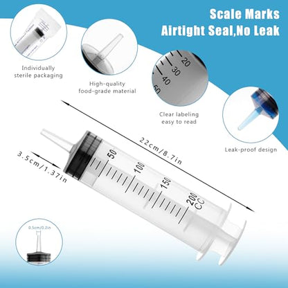 200ml Large Syringes, Individually Sterile Sealed Plastic Syringe for Liquid, Scientific Labs, Measurement, Pet Feeding ,Ink Refilling ,Oil or Glue Applicator(1 Pack) - style: 200ml