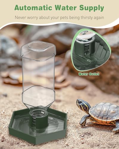 Pawfly Water Dispenser, Tortoise Water Dish, Snake Bearded Dragon Water Bowl, Reptile Terrarium Automatic Water Feeder Dispenser for Turtle Gecko Lizard and Chameleon, Small