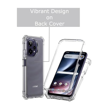 Shockproof Phone Case Compatible with Cricket Icon Pro 2026, w/Tempered Glass - Hibiscus Teal - color: Hibiscus Teal
