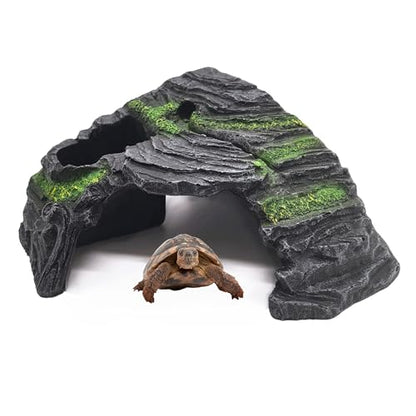 M2cbridge Reptile Hideout Cave Resin Rock Hides Terrarium Habitat Decor(Floating Island)