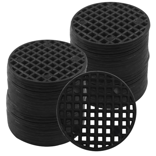 Plant Drainage Mesh Pads, 1.8 Inch, 100pcs Plastic Grid Mat | Round, Breathable Soil Guard, for Potted Plants, Bonsai, Black - size: 1.8 Inch