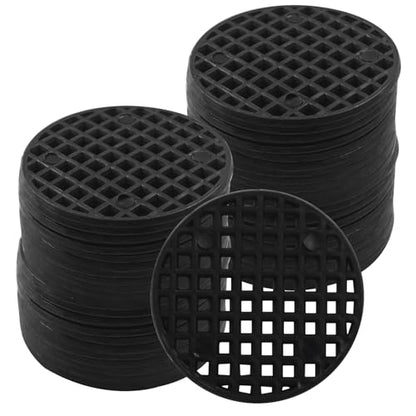 Plant Drainage Mesh Pads, 1.8 Inch, 100pcs Plastic Grid Mat | Round, Breathable Soil Guard, for Potted Plants, Bonsai, Black - size: 1.8 Inch