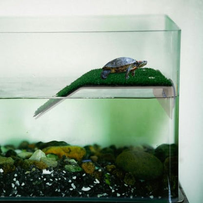 KVZVK Lawn Basking Platform for Turtle,Turtle Resting Simulated Grass Terrace,Reptile Tank Accessories for Grass Turtle, Newts,Frogs and Axolotls