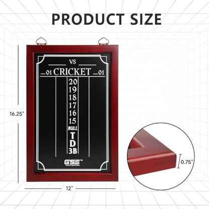 GSE Chalk Dart Scoreboard for Dartboard Cricket & 01 Games | Solid Pine Wood, 6 Dart Storage Holes, Easy Writing & Erasing, Chalk, Wipe, Wall Mount Hardware Included, Standard/ Large - style: Large